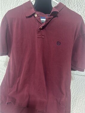 Chaps Men's Maroon Polo Shirt with Subtle Embroidered Logo